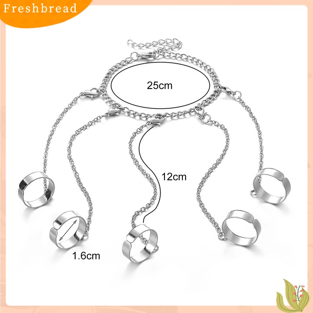 &lt; Freshbread &gt; Removable Multilayer Rantai Warna Silver Hand Harness Gelang Punk Geometris Pria Cincin Gelang Perhiasan Aksesoris