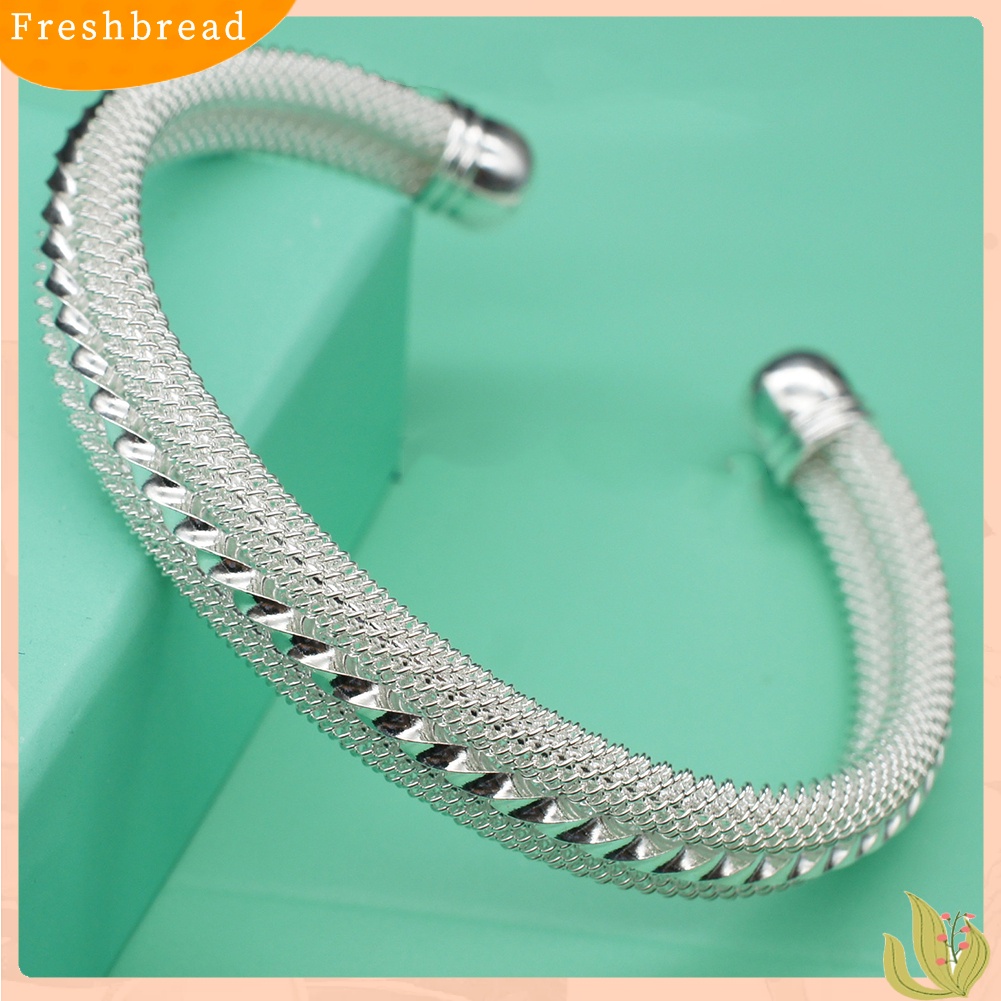 &lt; Freshbread &gt; Wanita Elegan Knotting Twist Mesh Tabung Pembukaan Manset Bangle Gelang Perhiasan Hadiah