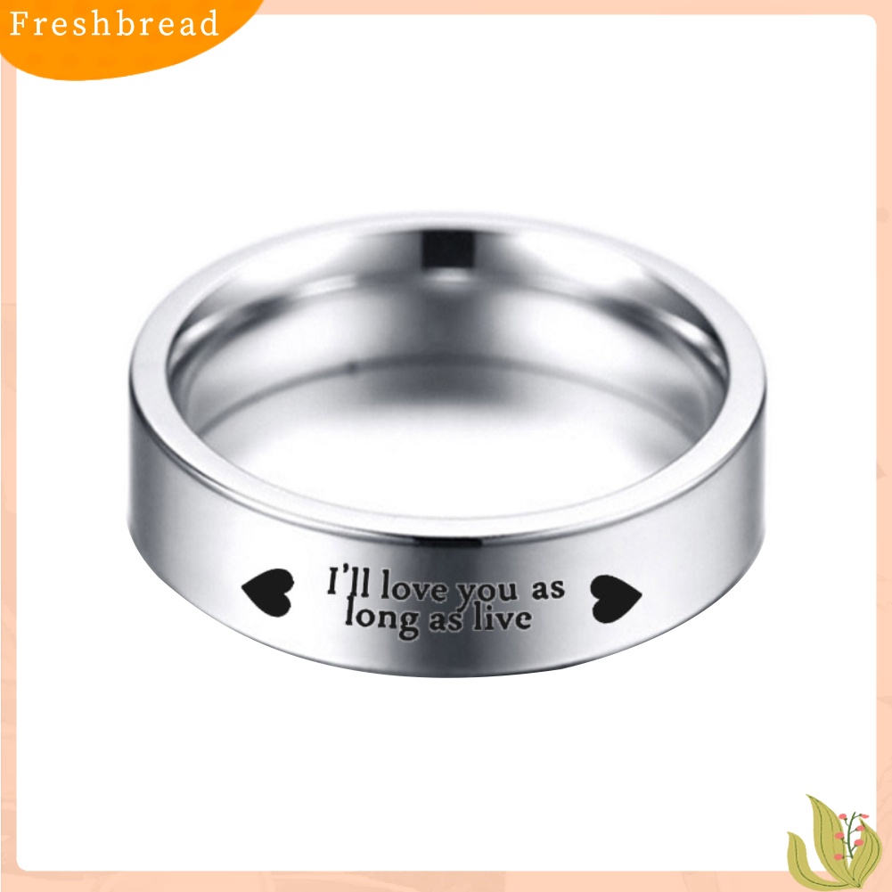 &lt; Freshbread &gt; Aku Akan Mencintaimu Selama Hidup Cincin Pasangan Baja Titanium Hadiah Perhiasan Pernikahan