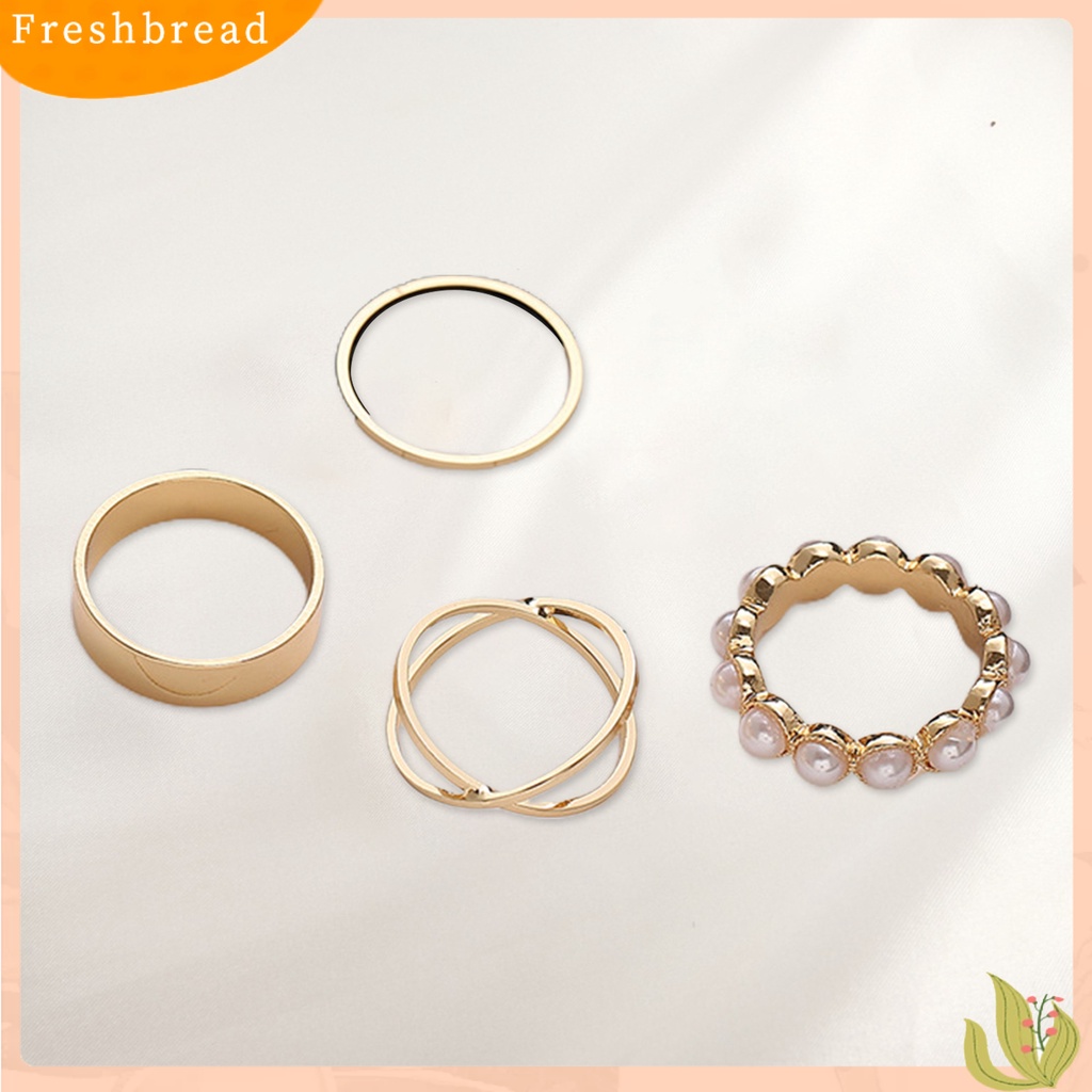 &lt; Freshbread &gt; 4Pcs Cincin Kawin Eye-catching Shiny Dress Up Tahan Lama Cincin Kilau Terang Indah Untuk Pesta