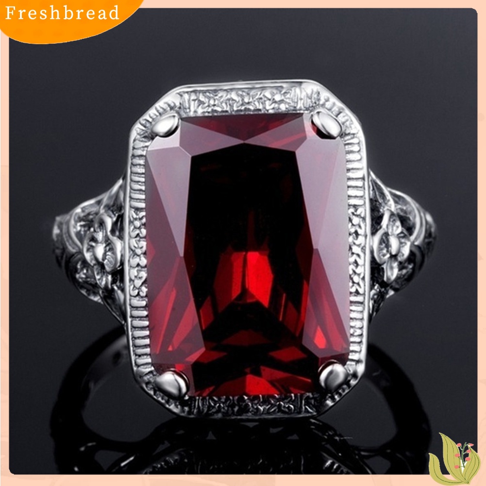 &lt; Freshbread &gt; Vintage Merah Berlian Imitasi Pernikahan Pertunangan Pengantin Jari Cincin Perhiasan Hadiah