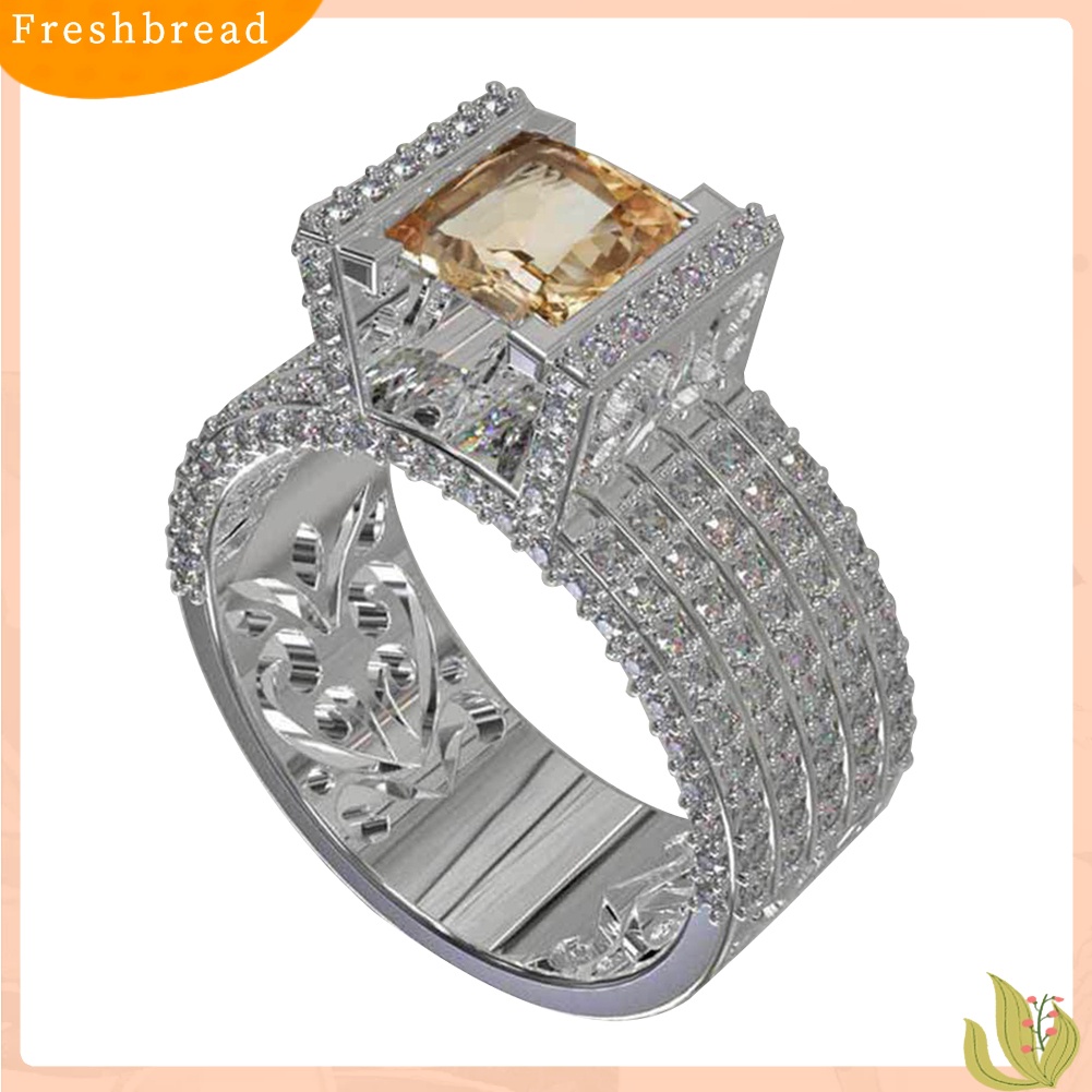 &lt; Freshbread &gt; Fashion Wanita Berongga Kerawang Zirkon Berlian Imitasi Jari Cincin Pengantin Perhiasan Hadiah