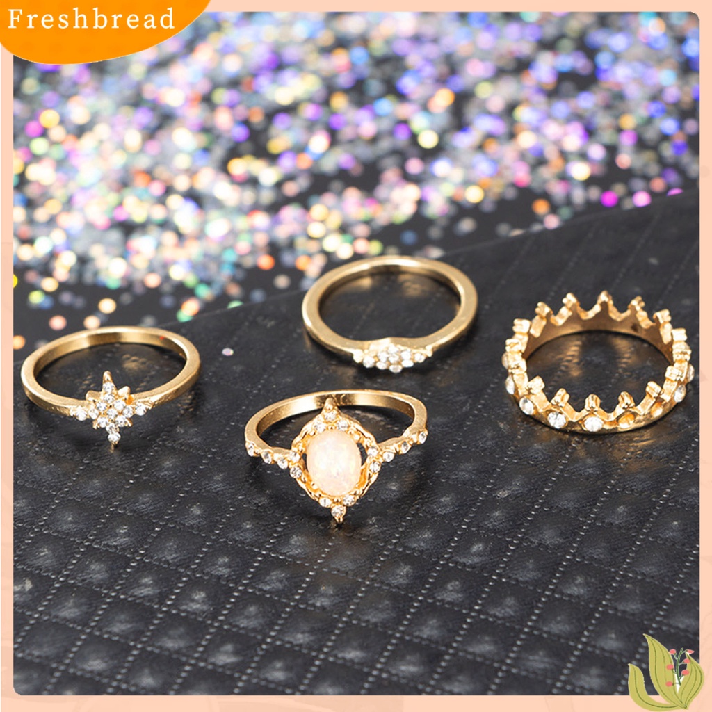 &lt; Freshbread &gt; 13Pcs/Set Cincin Fashion Berlian Imitasi Bersinar Mahkota Bulan Bintang Knuckle Ring Untuk Pesta