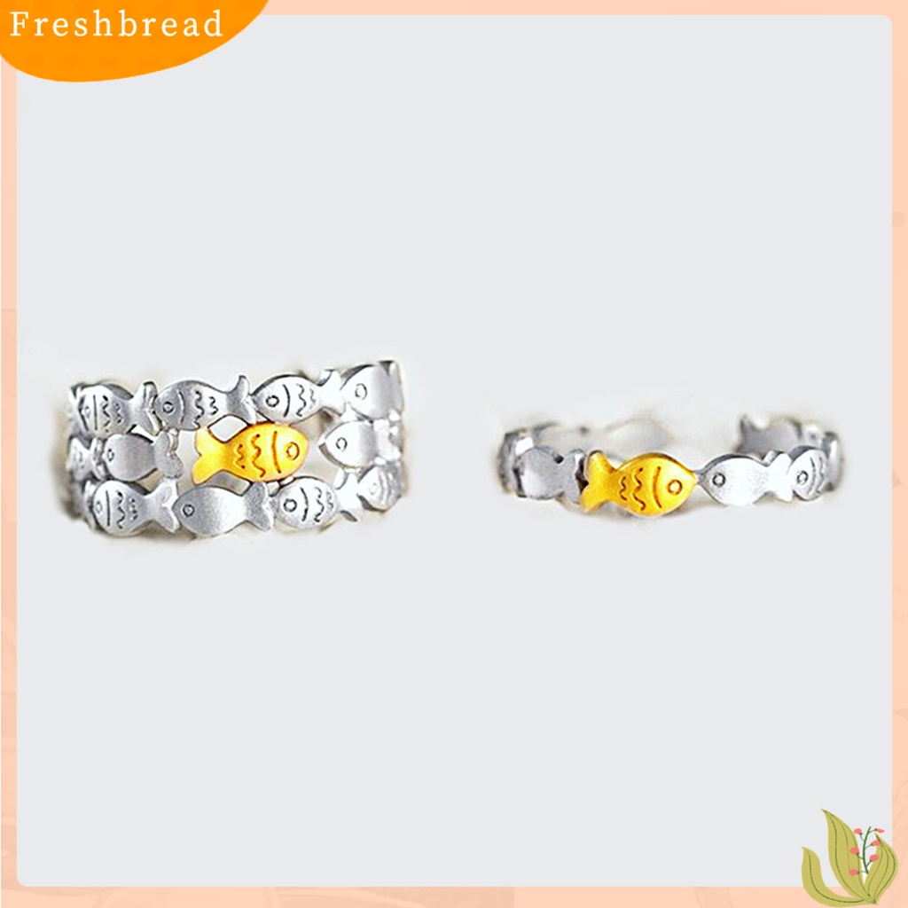 &lt; Freshbread &gt; Ring Adjustable Charming Open Cuff Cincin Ikan Kecil Bergaya Untuk Wanita