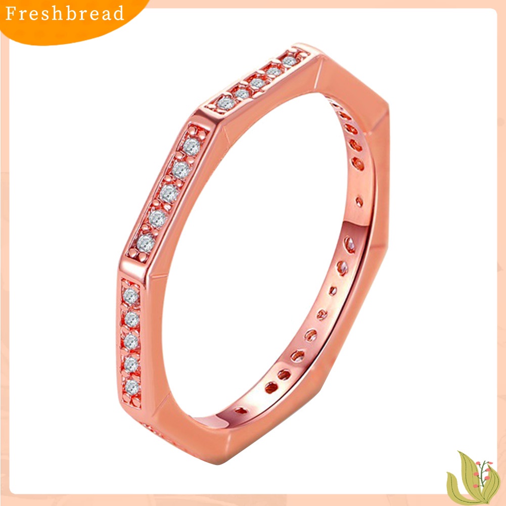 &lt; Freshbread &gt; Pria Wanita Gaya Sederhana Poligon Bentuk Geometris Berlian Imitasi Cincin Perhiasan Hadiah