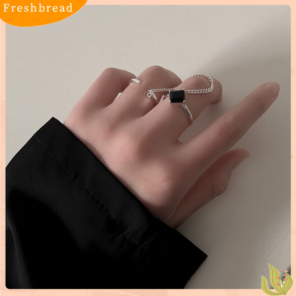 &lt; Freshbread &gt; 1set Cincin Jari Lady Bentuk Hati Hias Warna Kontras Pembukaan Cincin Adjustable Set Hadiah