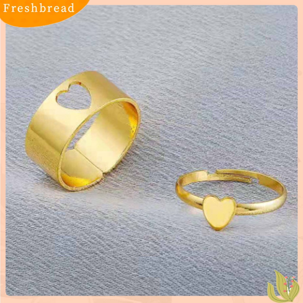 &lt; Freshbread &gt; 2pcs/Set Cincin Couple Warna Solid Matching Ring Gaya Punk Bentuk Bulan Cincin Pernikahan Hadiah Ulang Tahun