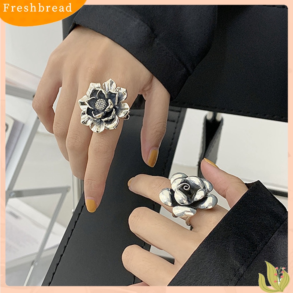 &lt; Freshbread &gt; Opening Decorative Stylish Engagement Ring Berlebihan Bunga Dekorasi Wanita Cocktail Ring Perhiasan Alat Mandi