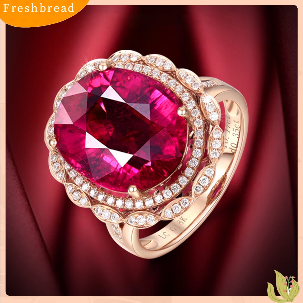 &lt; Freshbread &gt; Mewah Wanita Faux Pigeon Blood Ruby Adjustable Finger Ring Hadiah Perhiasan Pernikahan