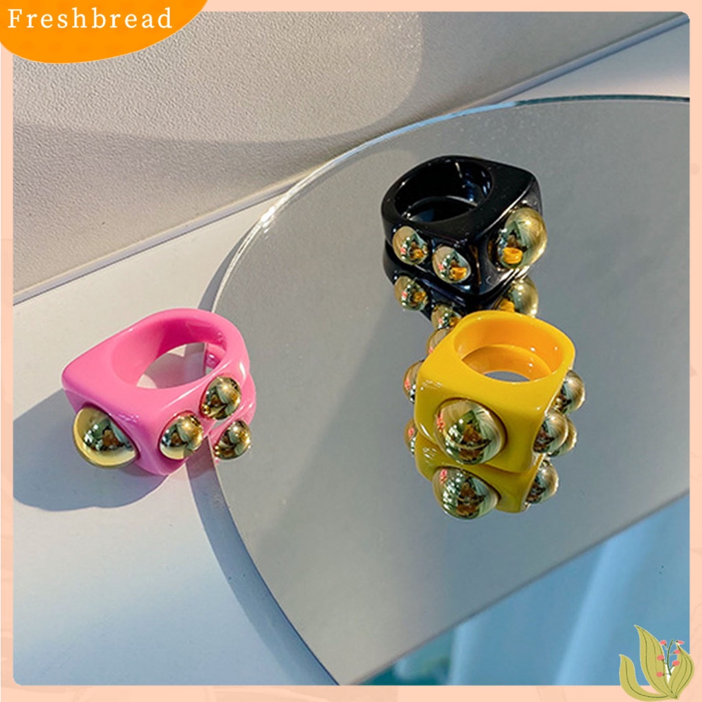 &lt; Freshbread &gt; Cincin Jari Geometris Trendy Wanita Semua Cocok Dengan Cincin Bola Logam Untuk Pesta