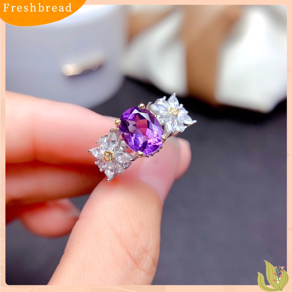 &lt; Freshbread &gt; Cincin Wanita Indah Dengan Bukaan Dapat Disesuaikan Kristal Imitasi Amethyst Jari Band Nikmat Pesta