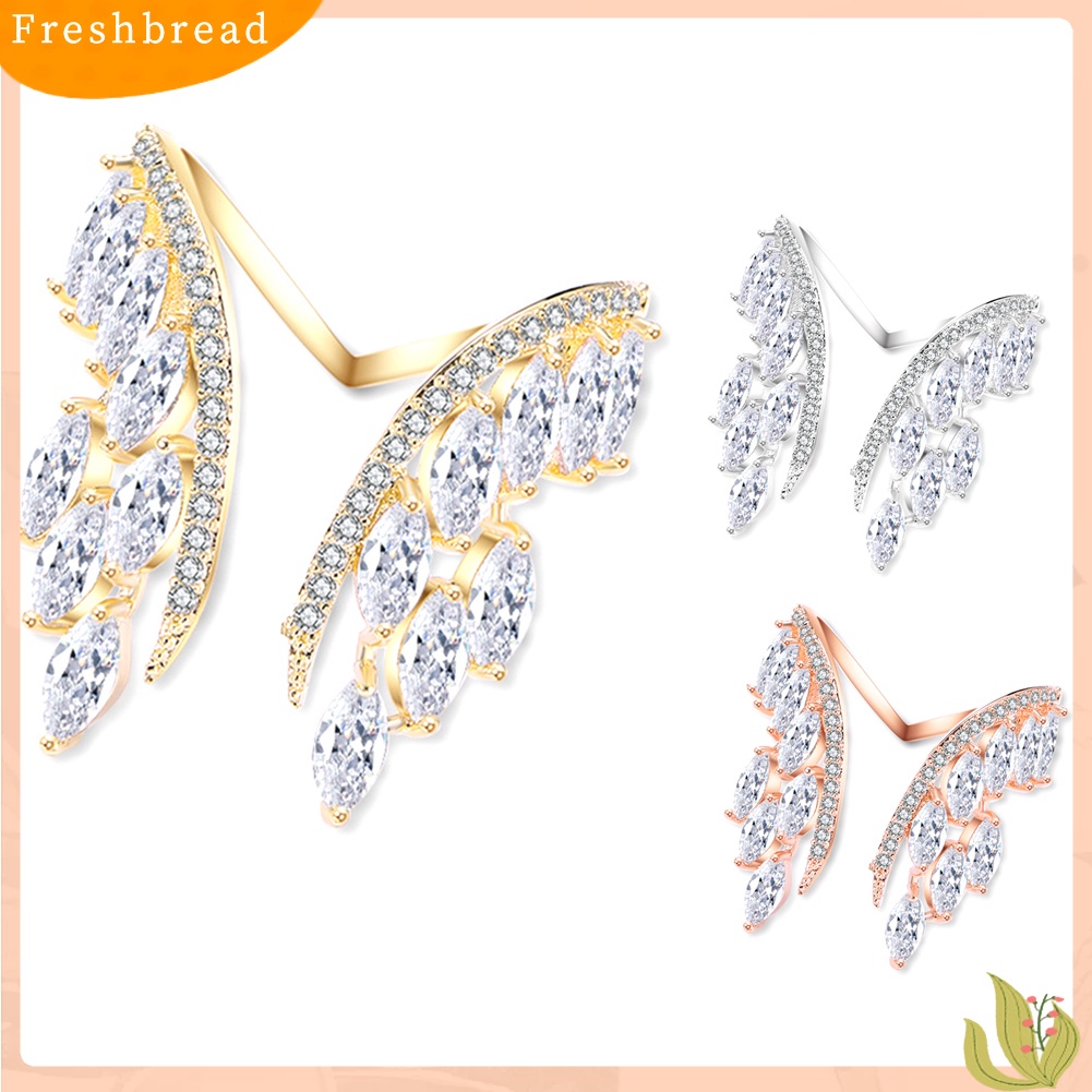 &lt; Freshbread &gt; Fashion Wanita Cubic Zirconia Bertatahkan Cincin Jari Terbuka Adjustable Perhiasan Hadiah