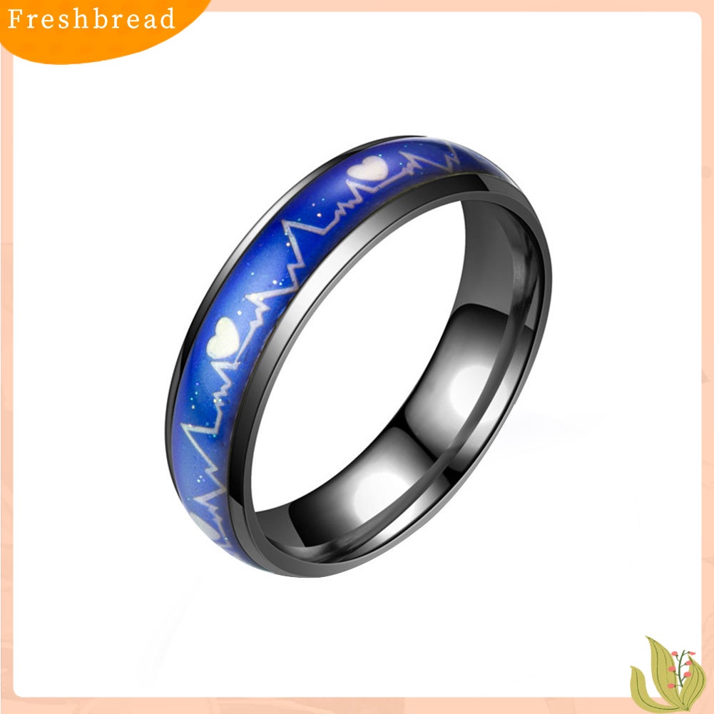 &lt; Freshbread &gt; Fashion Pria Wanita Mood Changing Color Heart Beat Cincin Pesta Perhiasan Couple Band