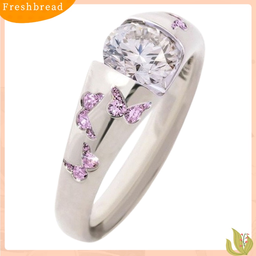 < Freshbread > Cincin Motif Kupu-Kupu Aksesoris Perhiasan Alloy Cubic Zirconia Finger Band Untuk Wanita