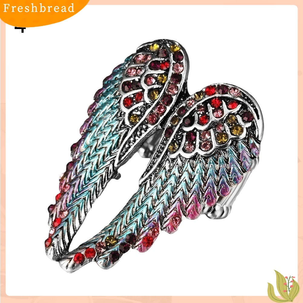 &lt; Freshbread &gt; Lady Fashion Multicolor Berlian Imitasi Sayap Malaikat Pesona Cincin Jari Perhiasan Hadiah