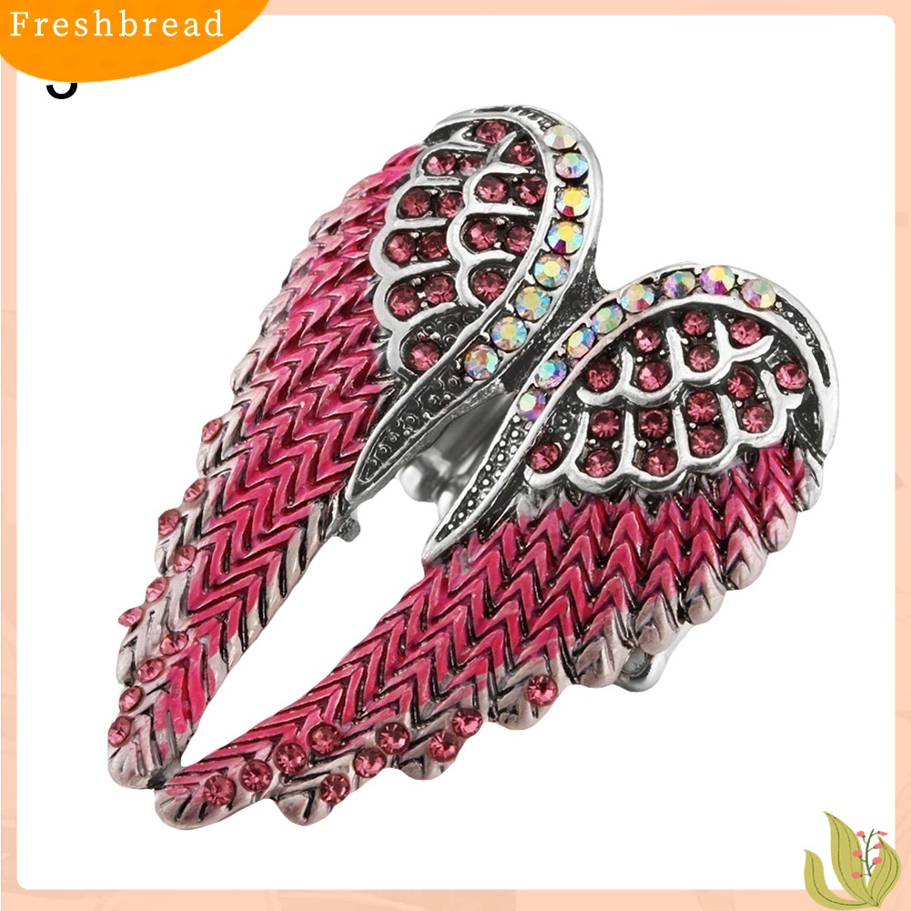 &lt; Freshbread &gt; Lady Fashion Multicolor Berlian Imitasi Sayap Malaikat Pesona Cincin Jari Perhiasan Hadiah