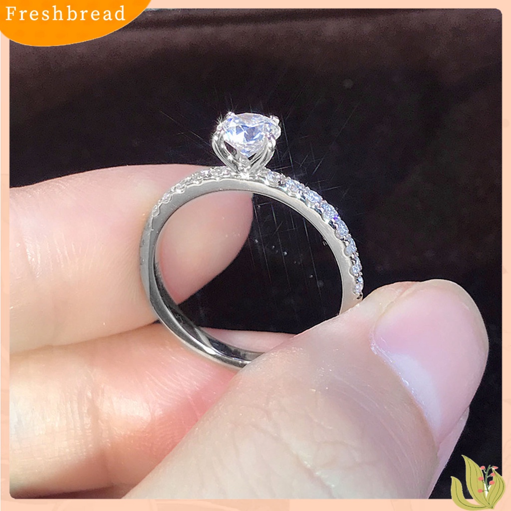 &lt; Freshbread &gt; Wanita Cincin Bulat Berlian Imitasi Perhiasan Fashion Penampilan Electroplated Finger Ring Untuk Pernikahan