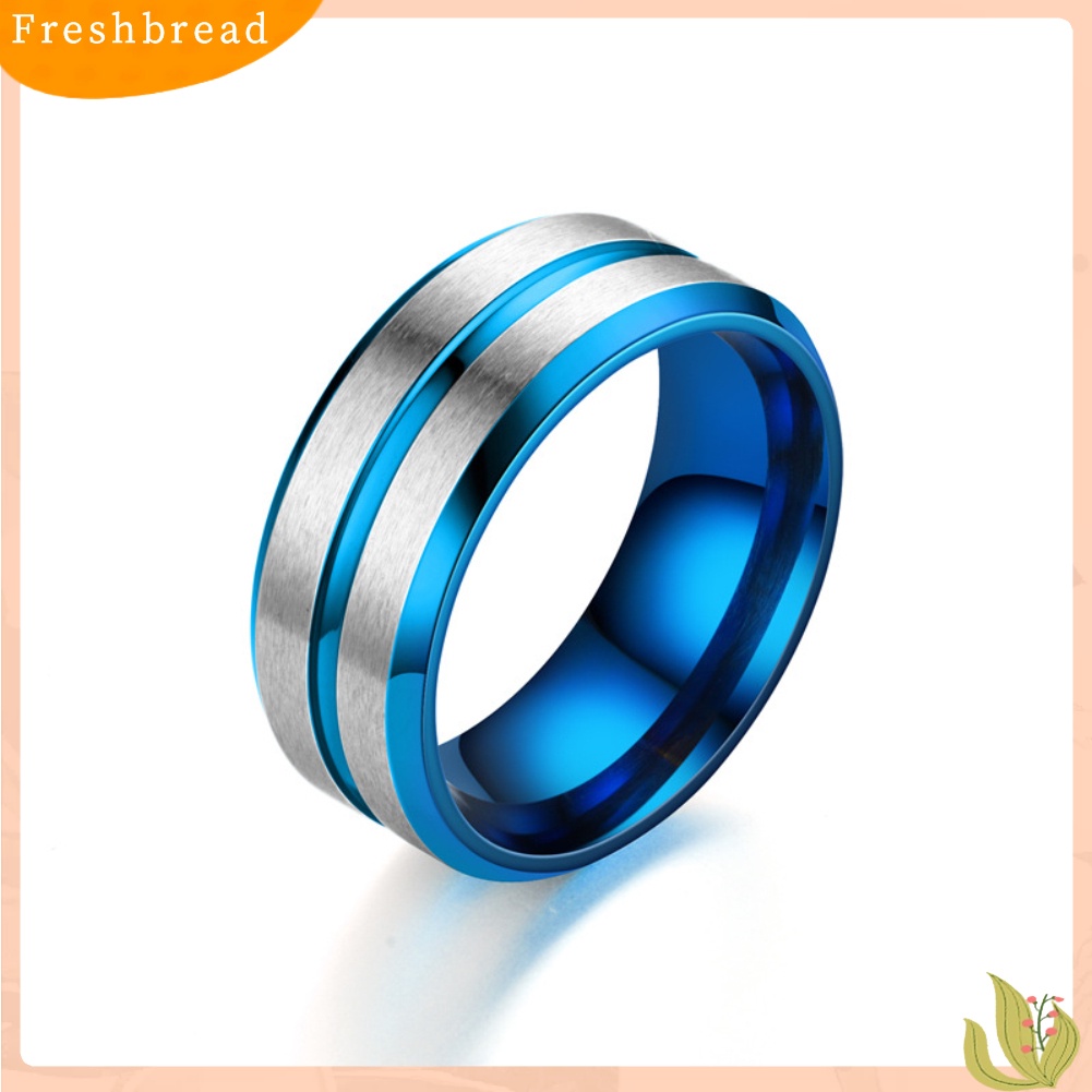 &lt; Freshbread &gt; Fashion Pria Wanita Two Tone Band Finger Cincin Pernikahan Pertunangan Perhiasan Hadiah