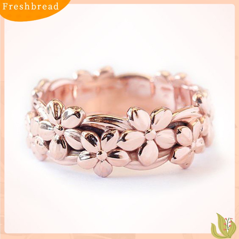 &lt; Freshbread &gt; Lucky Daisy Floral Bunga Jari Cincin Wanita Pertunangan Pernikahan Perhiasan Hadiah