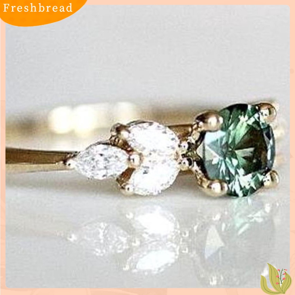 &lt; Freshbread &gt; Lady Finger Ring Indah Berlian Imitasi Hijau Cubic Zircon Female Ring Untuk Pernikahan