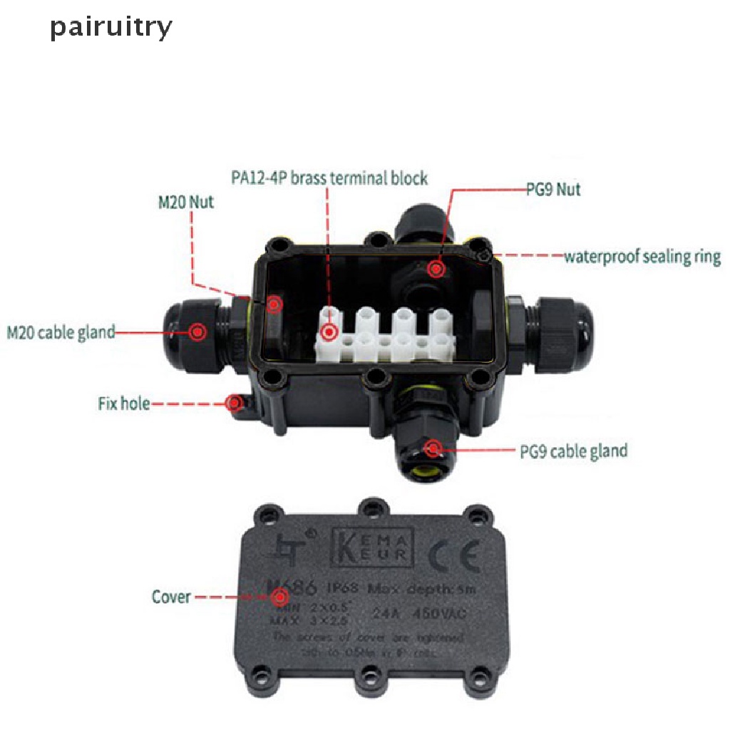 Prt Outdoor Junction Box Waterproof Casing Konektor Kabel Listrik IP66 2prt 3arah