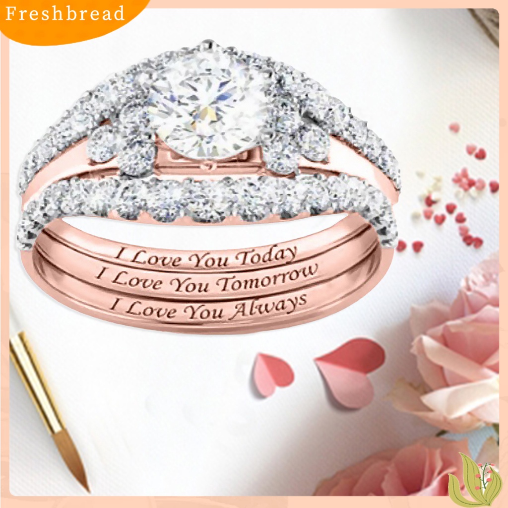 &lt; Freshbread &gt; 1set Cincin Wanita Electroplate Berkilau Alloy Halus Ladies Finger Ring Untuk Pesta