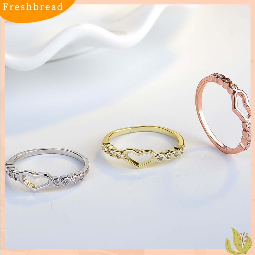 &lt; Freshbread &gt; Wanita Berongga Hati Berlian Imitasi Bertatahkan Jari Cincin Hadiah Perhiasan Pesta Pernikahan