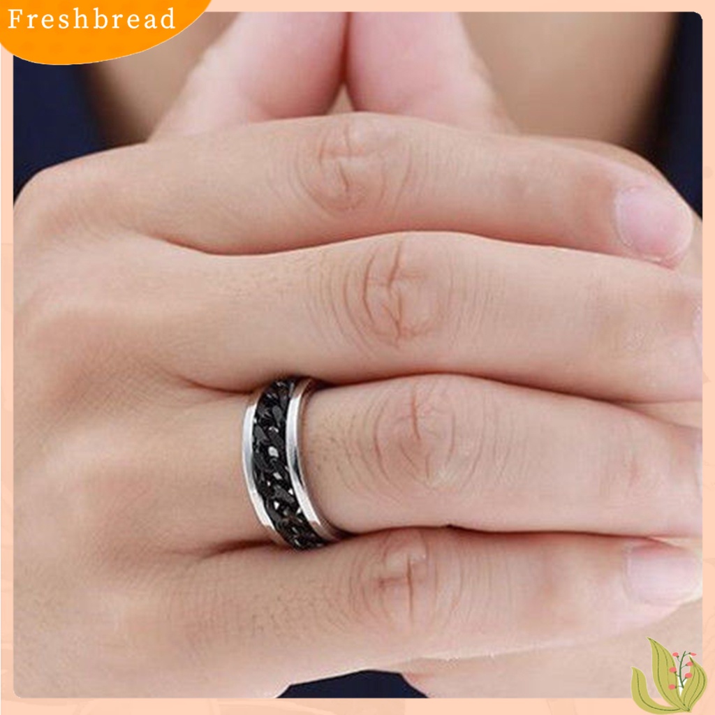 &lt; Freshbread &gt; Indah Pria Rantai Warna-Warni Punk Stainless Steel Spinner Pernikahan Band Cincin