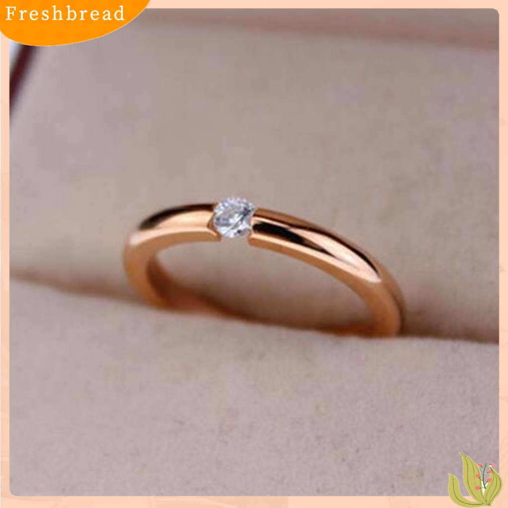 &lt; Freshbread &gt; Cincin Poles Berlian Imitasi Hias Titanium Steel Cincin Kawin Titanium Untuk Pesta