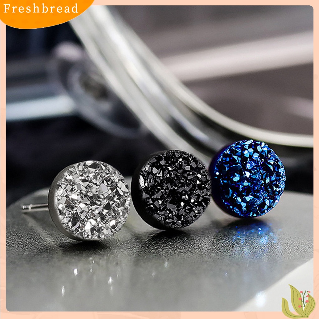 < Freshbread > 1pasang 8mm Ear Studs Bulat Mini Minimalis Perhiasan Fashion Mempesona Anting Pria Wanita Kristal Imitasi Untuk Outdoor
