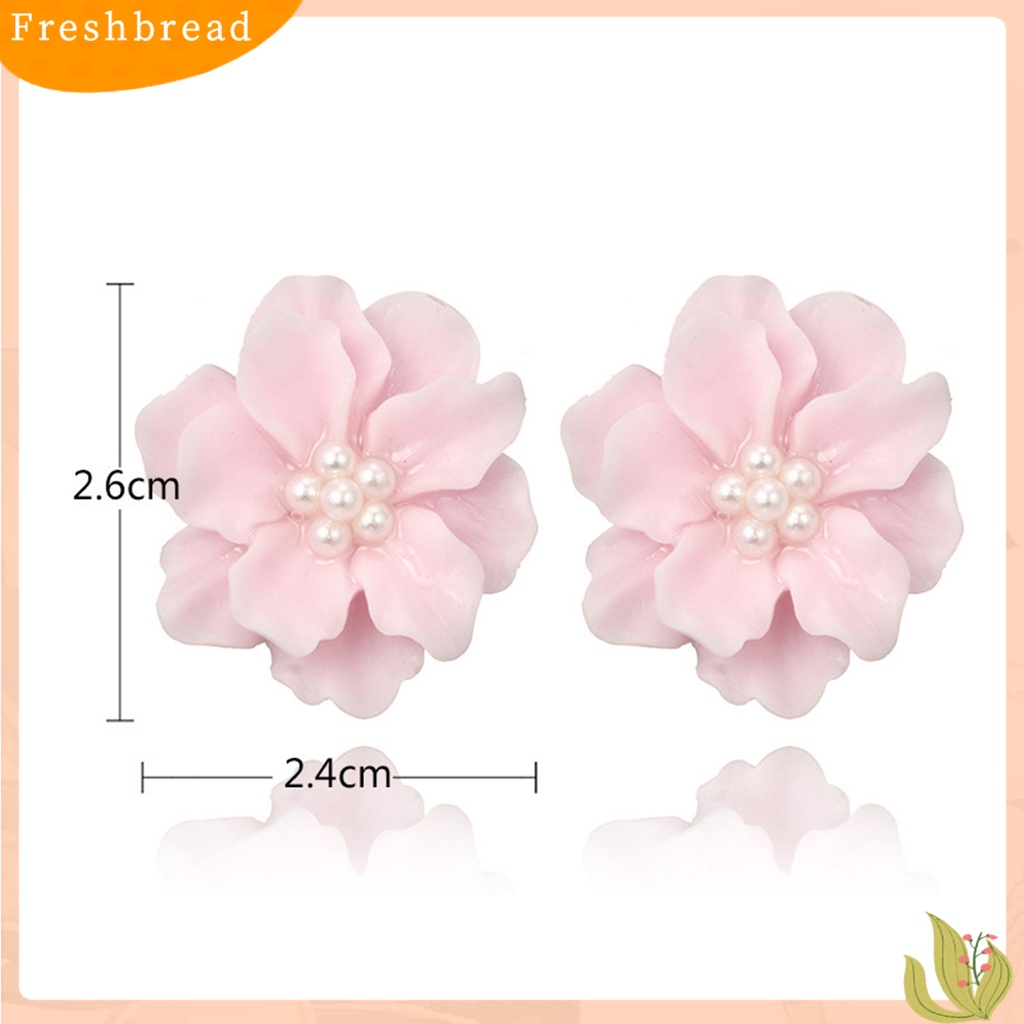 &lt; Freshbread &gt; 1pasang Anting Tusuk Anti Alergi Hias Temperamen Indah Hiperbole Bunga Anting Mutiara Imitasi Untuk Pacaran