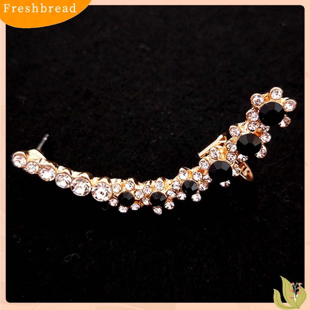 &lt; Freshbread &gt; 1Pc Tindik Terintegrasi Klip Telinga Gadis Kepingan Salju Berlian Imitasi Stud Anting Perhiasan Accesories