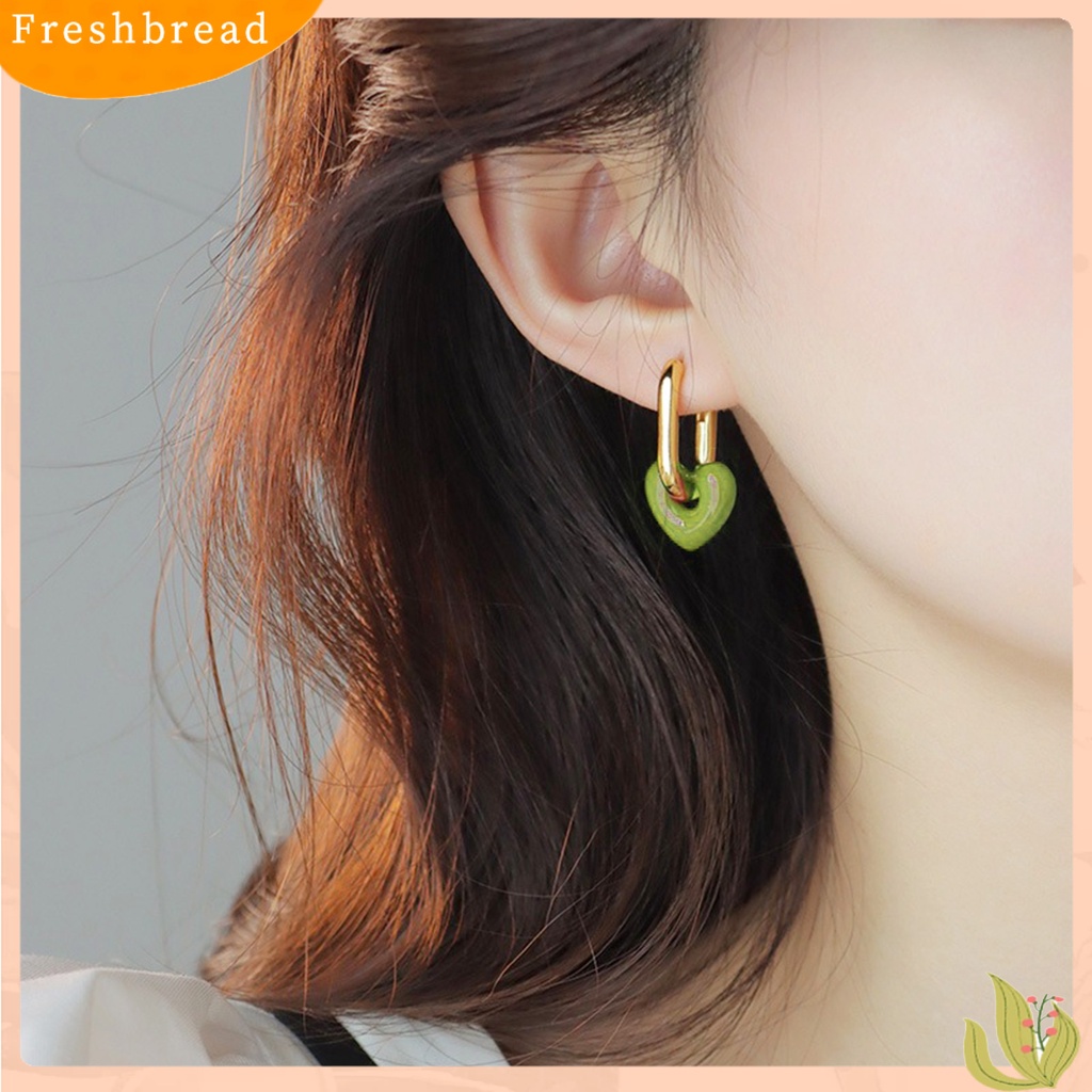 &lt; Freshbread &gt; 1pasang Anting Drop Heart Ear Buckle Alloy Gaya Korea Anting Menjuntai Warna Permen Untuk Prom