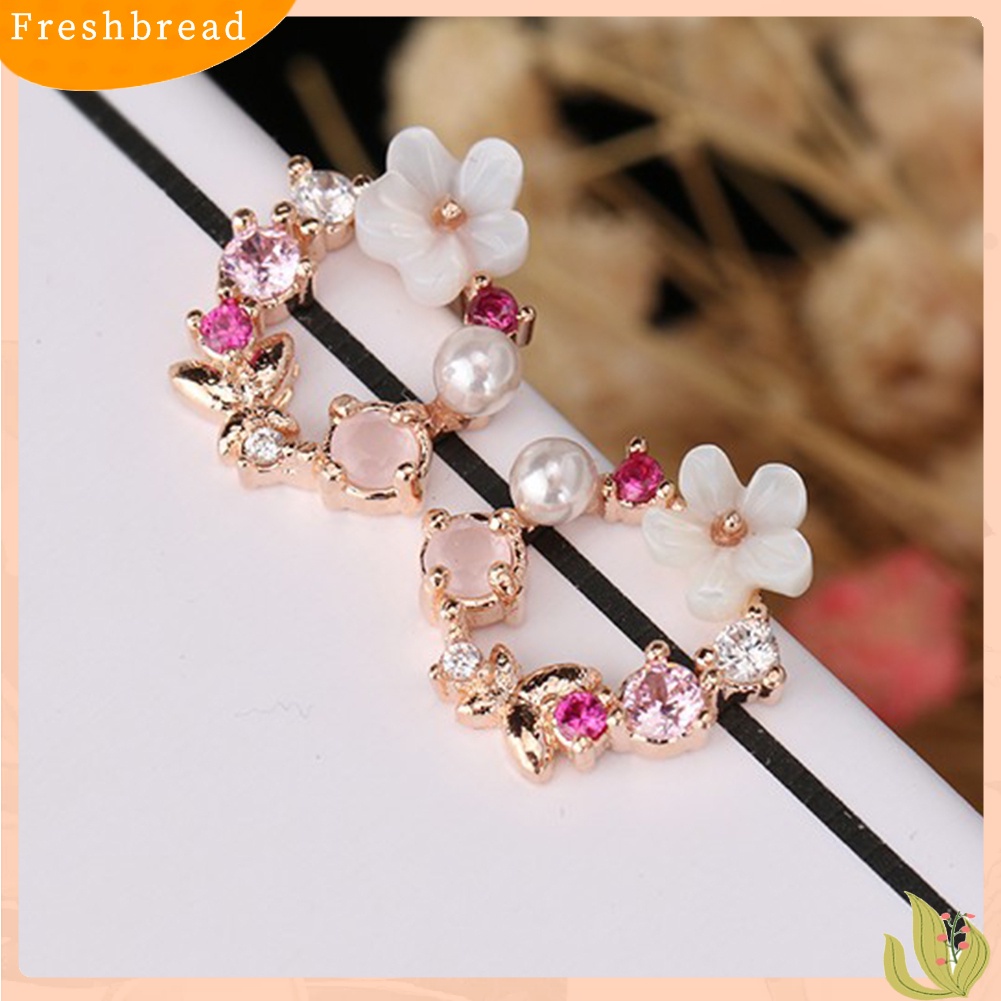 &lt; Freshbread &gt; Fashion Wanita Bentuk Karangan Bunga Lucu Multicolor Alloy Ear Stud Earrings Perhiasan Hadiah