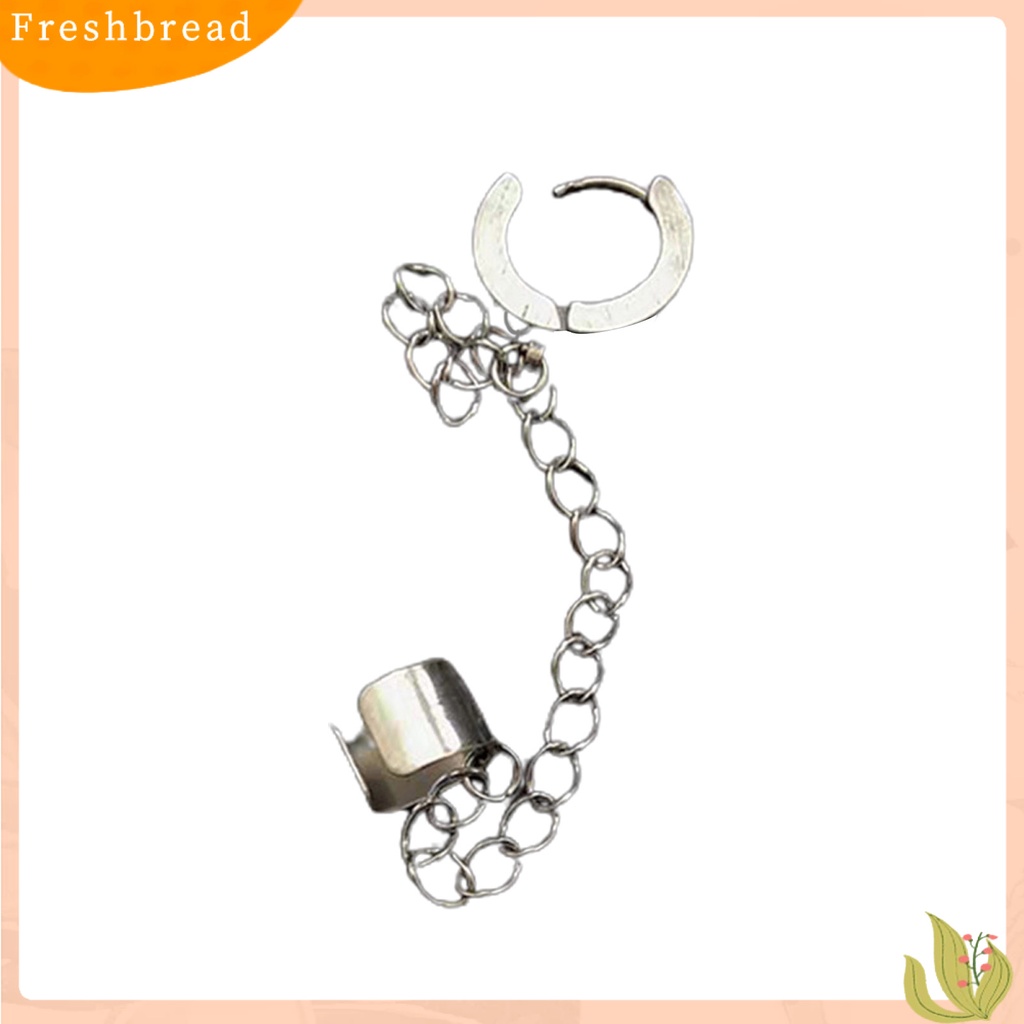 &lt; Freshbread &gt; 1Pc Lingkaran Rantai Panjang Klip Telinga Bahan Titanium Steel Anting Klip Tindik Tanpa Tindik Untuk Kehidupan Sehari-Hari