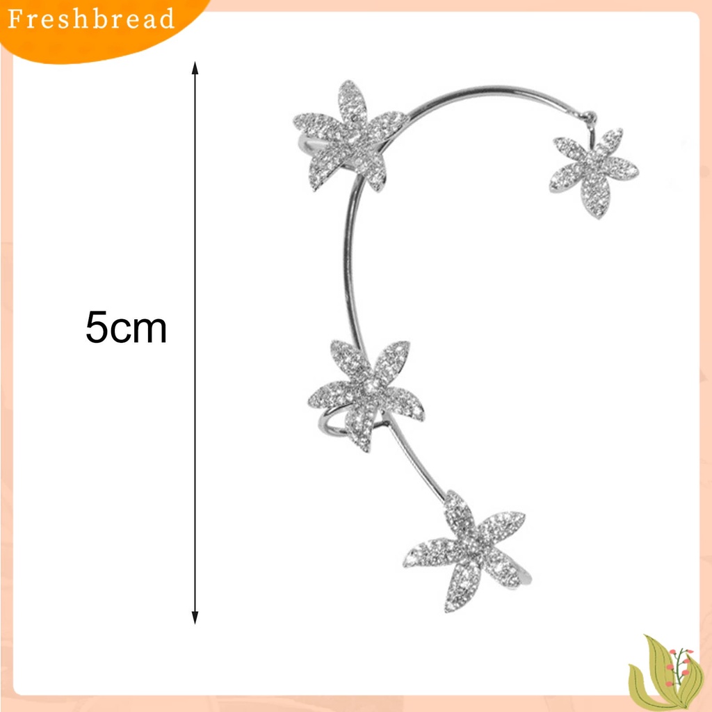 &lt; Freshbread &gt; 1Pc Klip Anting Bunga Berlian Imitasi Perhiasan Electroplated Sparkling Ear Cuff Untuk Pesta