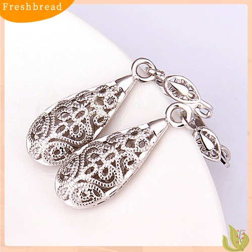 &lt; Freshbread &gt; Wanita Fashion Berlapis Emas Berongga Teardrop Pesta Cocktail Menjuntai Drop Earrings