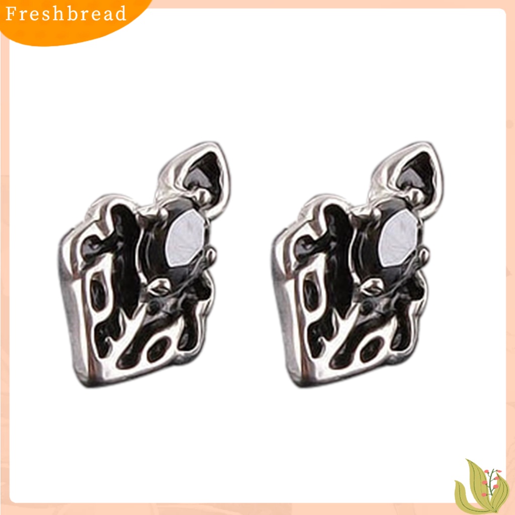 &lt; Freshbread &gt; 1Pc Bersinar Hias Berlian Imitasi Pria Anting Baja Titanium Perisai Bentuk Hip Hop Telinga Stud Perhiasan Aksesori