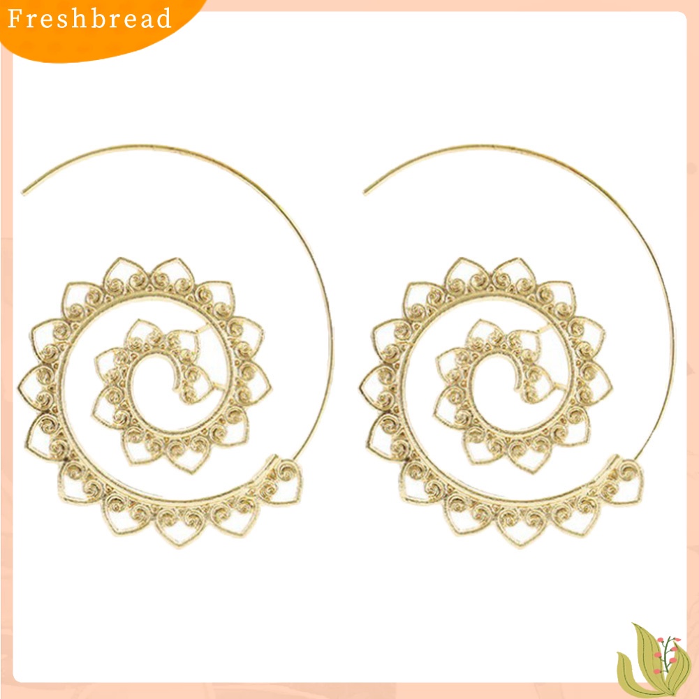 &lt; Freshbread &gt; Wanita Spiral Bulat Lingkaran Gear Hati Anting Tindik Statement Perhiasan Hadiah