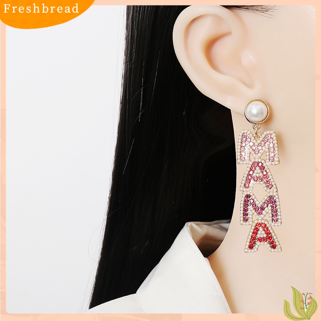 &lt; Freshbread &gt; 1pasang Anting Menjuntai Huruf Berlian Imitasi Berlebihan Anting Drop Panjang Elegan Untuk Pernikahan