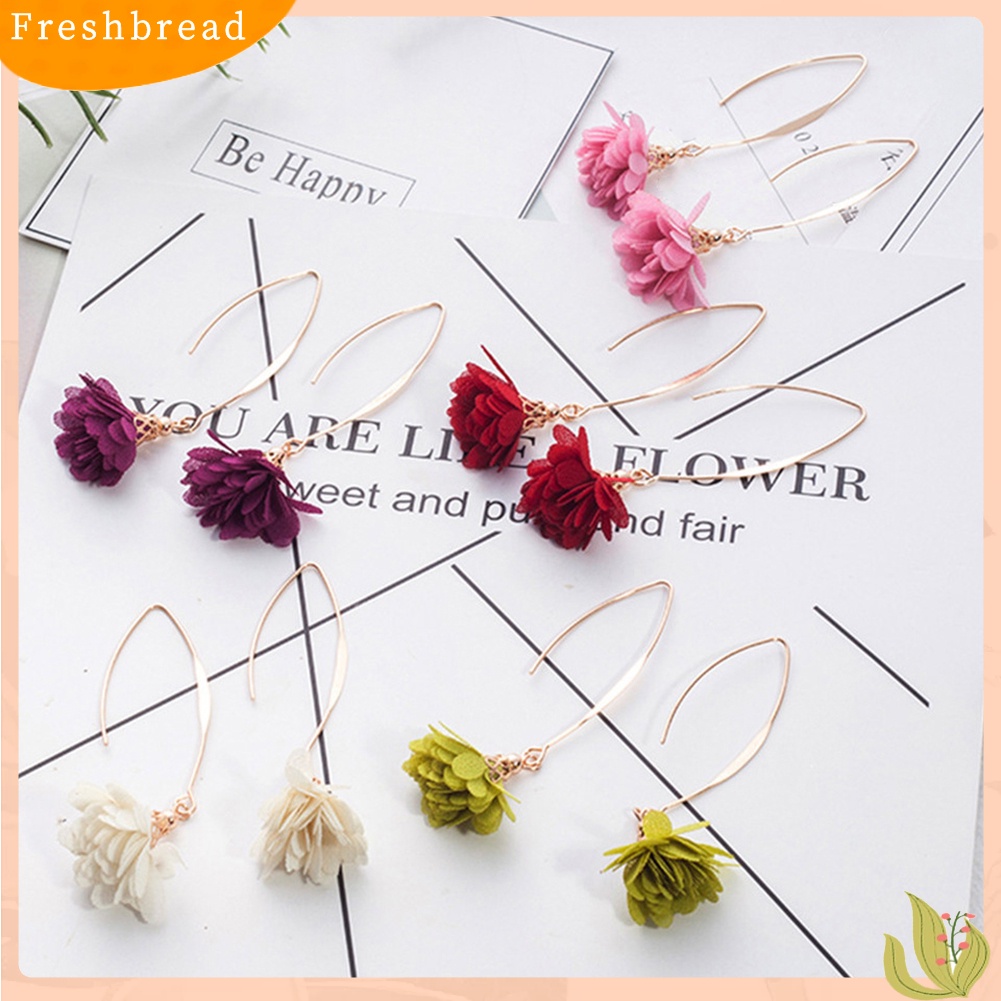 &lt; Freshbread &gt; Wanita Panjang Menjuntai Bunga Anting Pesta Pernikahan Perjamuan Vintage Piercing Perhiasan