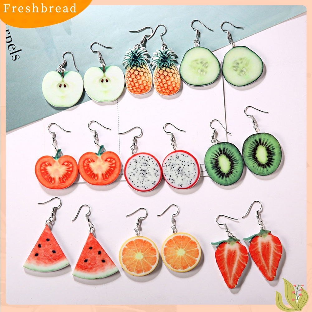 &lt; Freshbread &gt; Buah Manis Semangka Strawberry Menjuntai Wanita Ear Hook Earrings Perhiasan Pesta