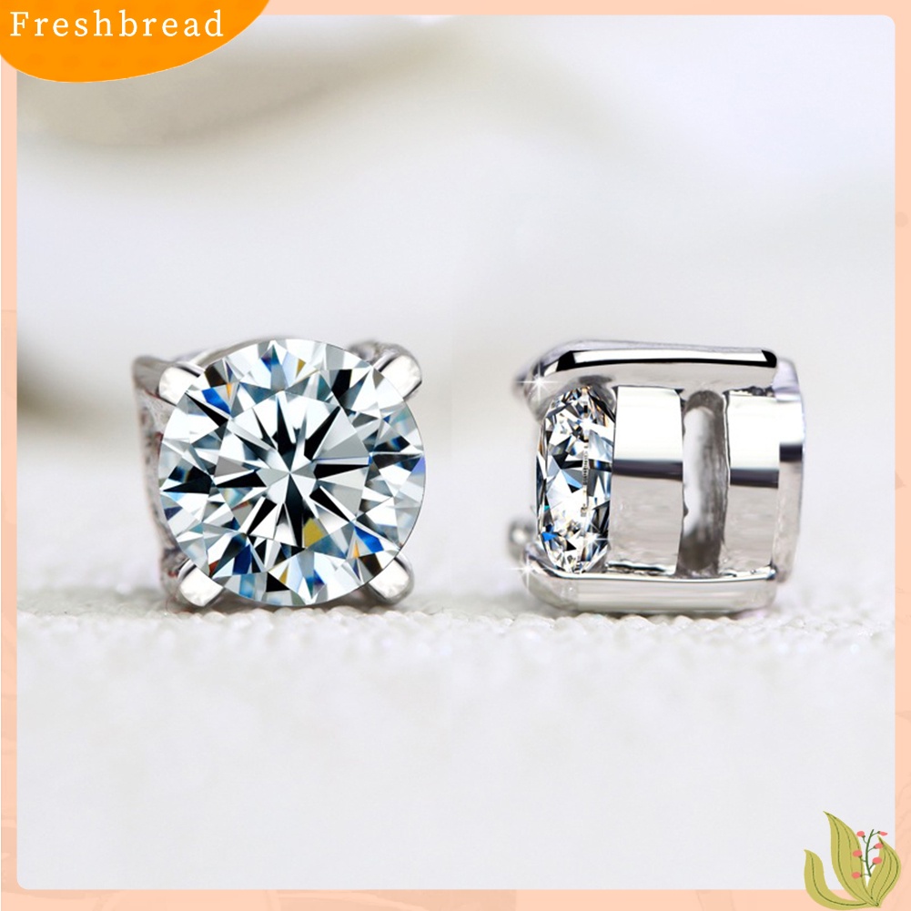 &lt; Freshbread &gt; Pria Wanita Berlian Imitasi Hias ic Ear Stud Earrings Non Piercing Perhiasan Hadiah