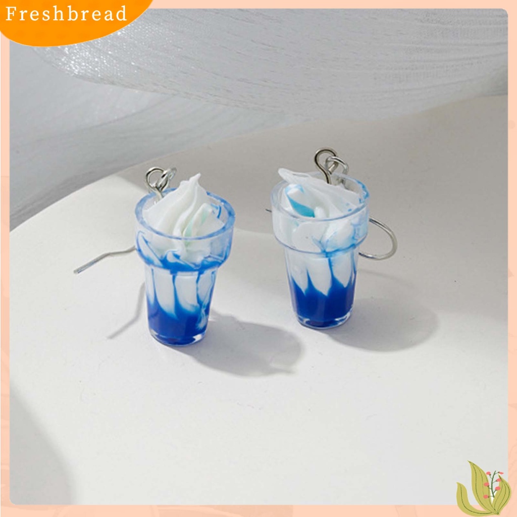 &lt; Freshbread &gt; 1pasang Anting Menjuntai Es Krim Cup Dekorasi Perhiasan Gaya Korea Anting Kait Halus Untuk Pakaian Sehari-Hari
