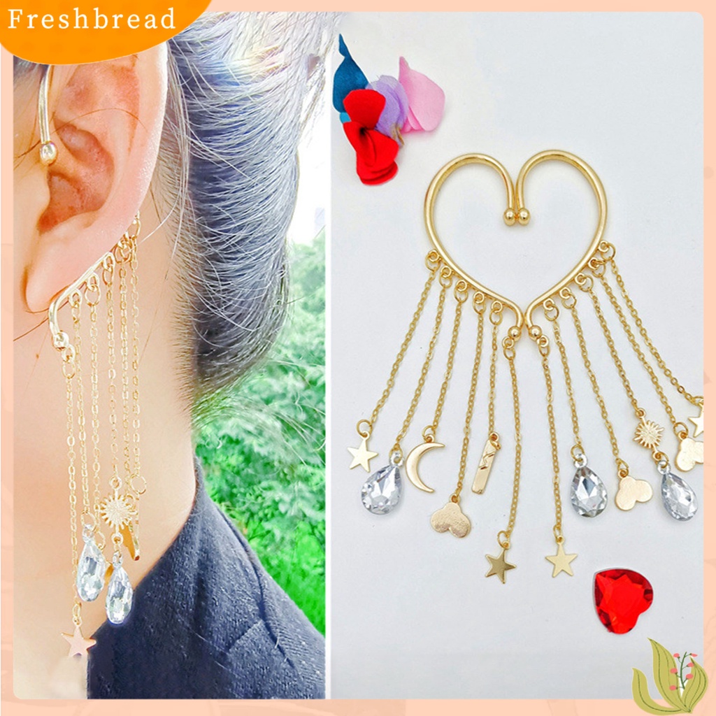 &lt; Freshbread &gt; 1Pc Manset Telinga Rumbai Panjang Wanita Semua Cocok Liontin Tanpa Tindik Anting Klip Untuk Pacaran