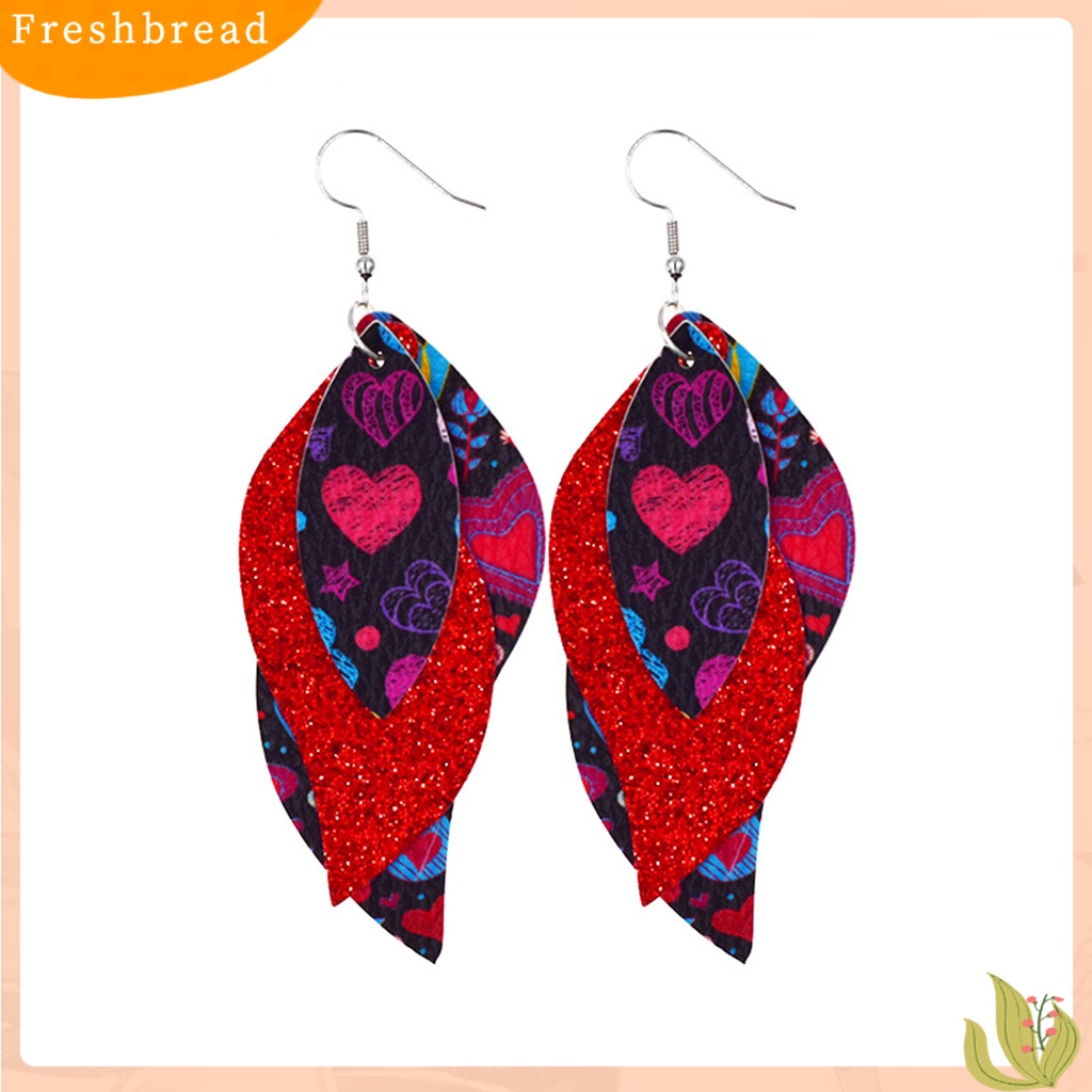 &lt; Freshbread &gt; S-Shaped Leather Earrings Sequin Sparkling Earrings Perhiasan Aksesori Hadiah