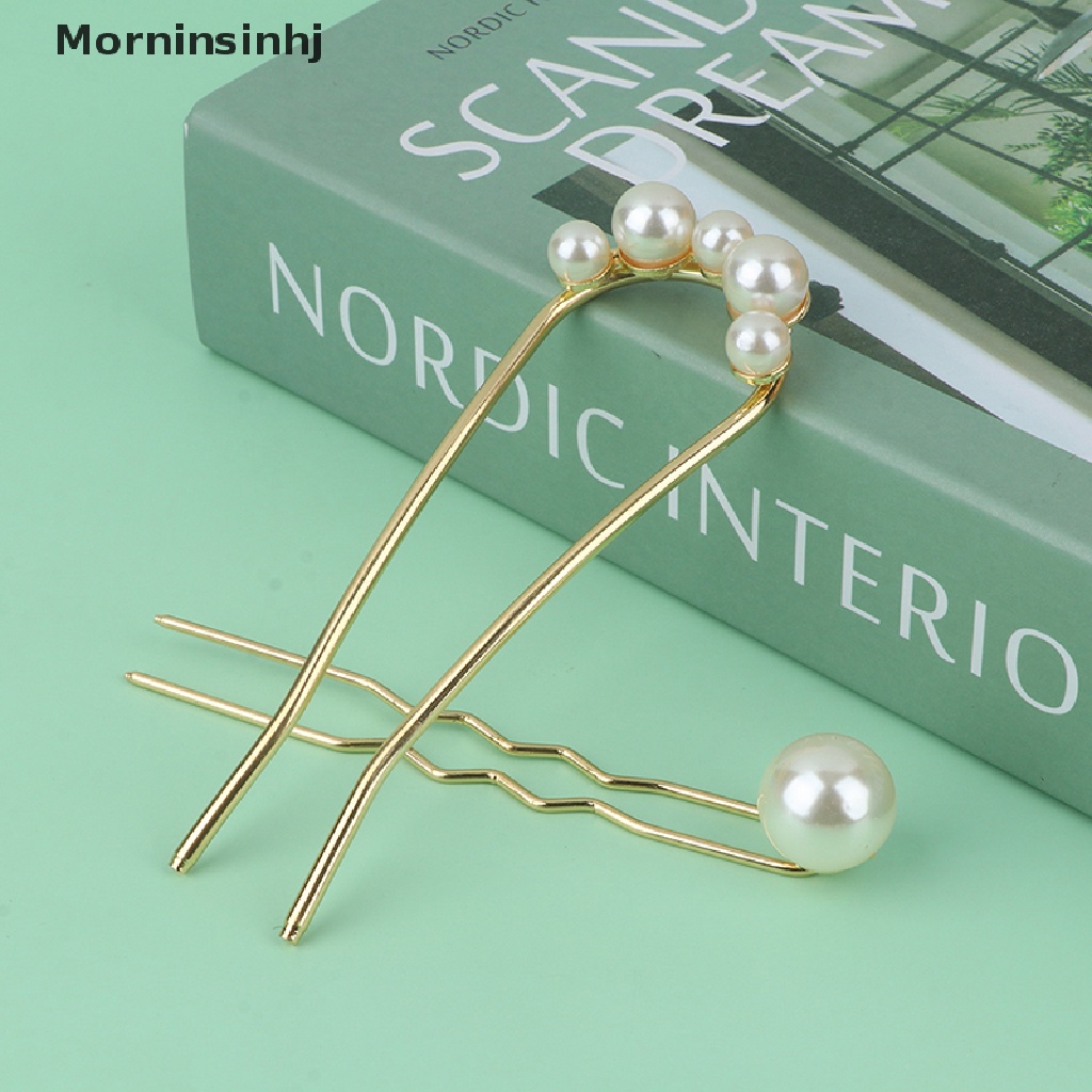 Mornin Fashion Stik Rambut Mutiara Logam Untuk Wanita Shell Hair Clip Pins Bentuk U Hairclip id