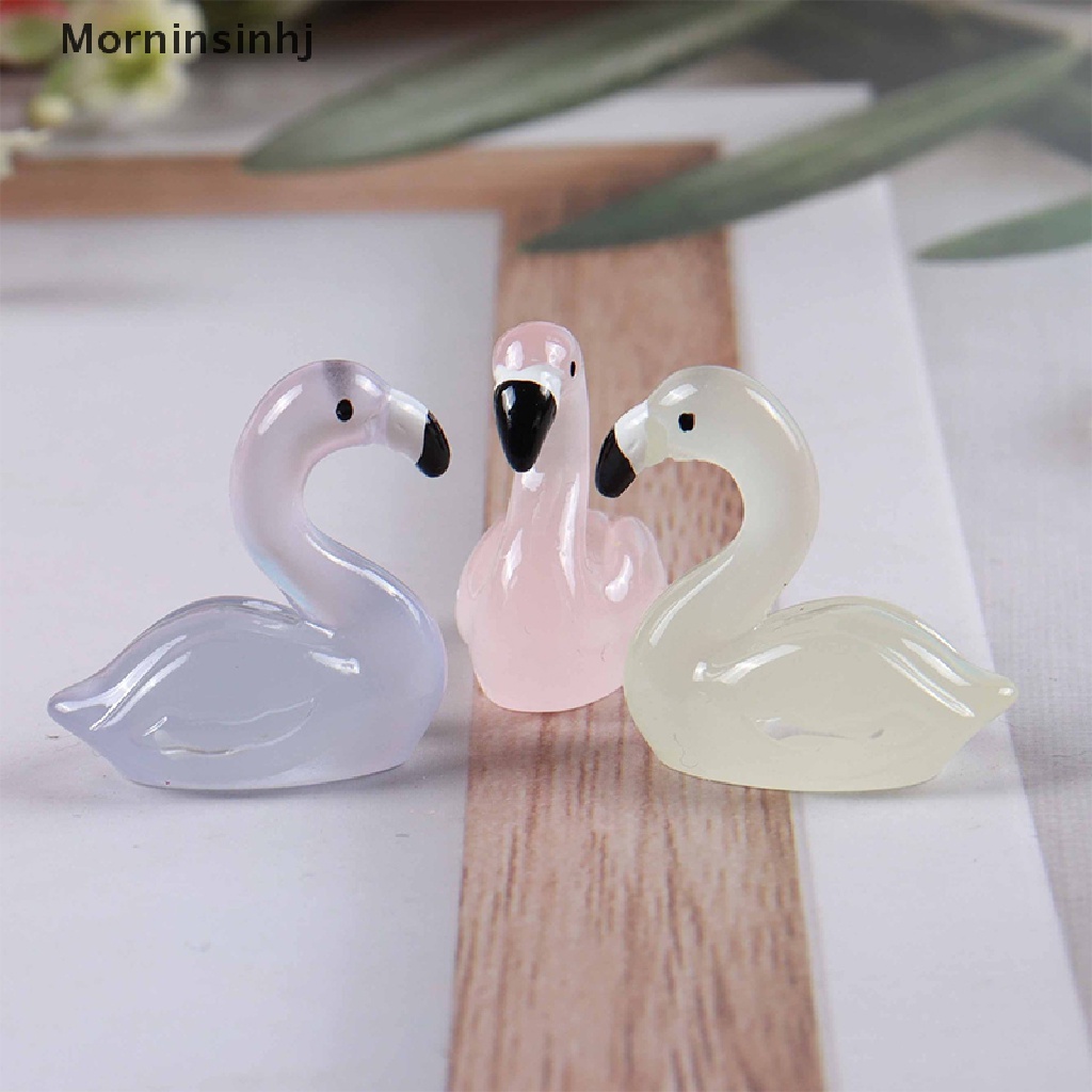 Mornin 6pak Menyala Flamingo Miniatur Patung Dekorasi Rumah DIY Scrapbooking Craft Resin Aksesoris id