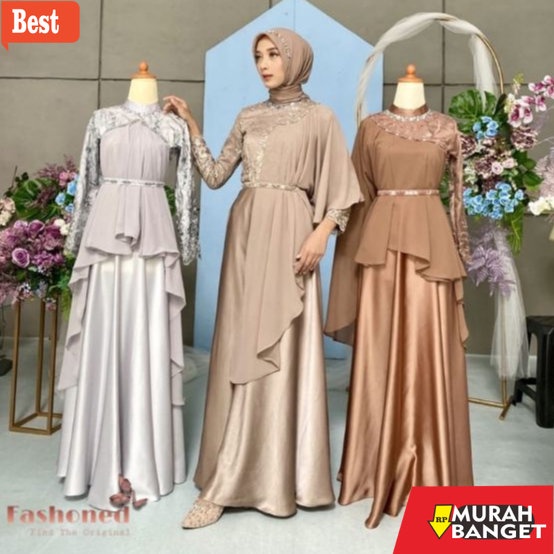 GAMIS SIZE BESAR TERBARU- RIZKIYAH 10 IN 1 DRESS MUSLIM WANITA REMAJA KONDANGAN BRUKAT TILLE 10 LOOK