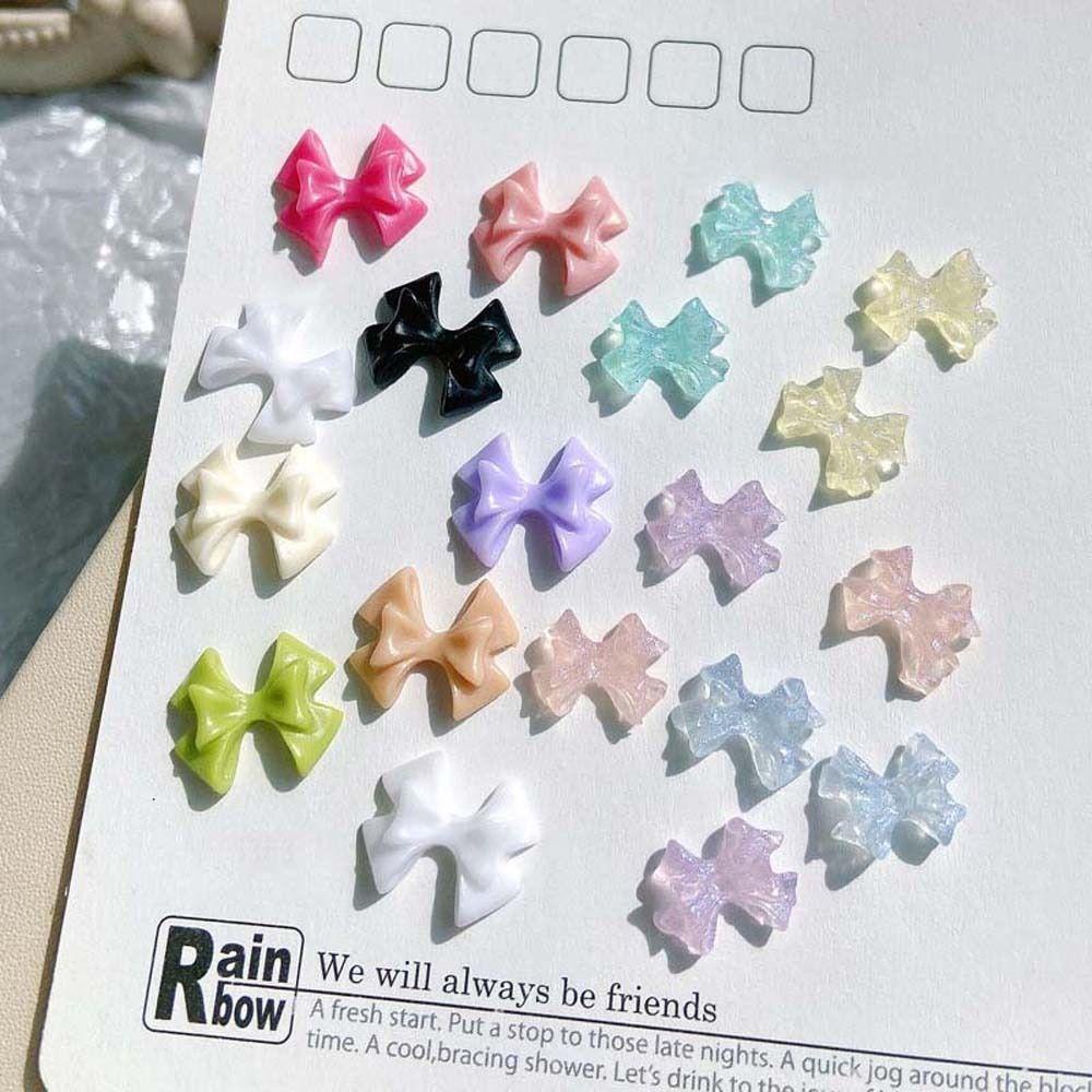 AUGUSTINA Augustina Bow Nail Dekorasi Fashion Korea Nail Charms Ikatan Simpul Manikur Aksesoris Hiasan Kuku Perhiasan Kuku